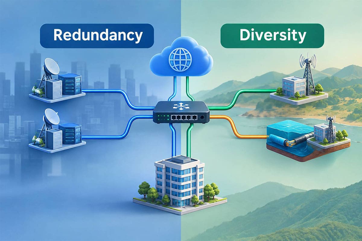 تفاوت بین Diversity و Redundancy در شبکه اینترنت چیست؟